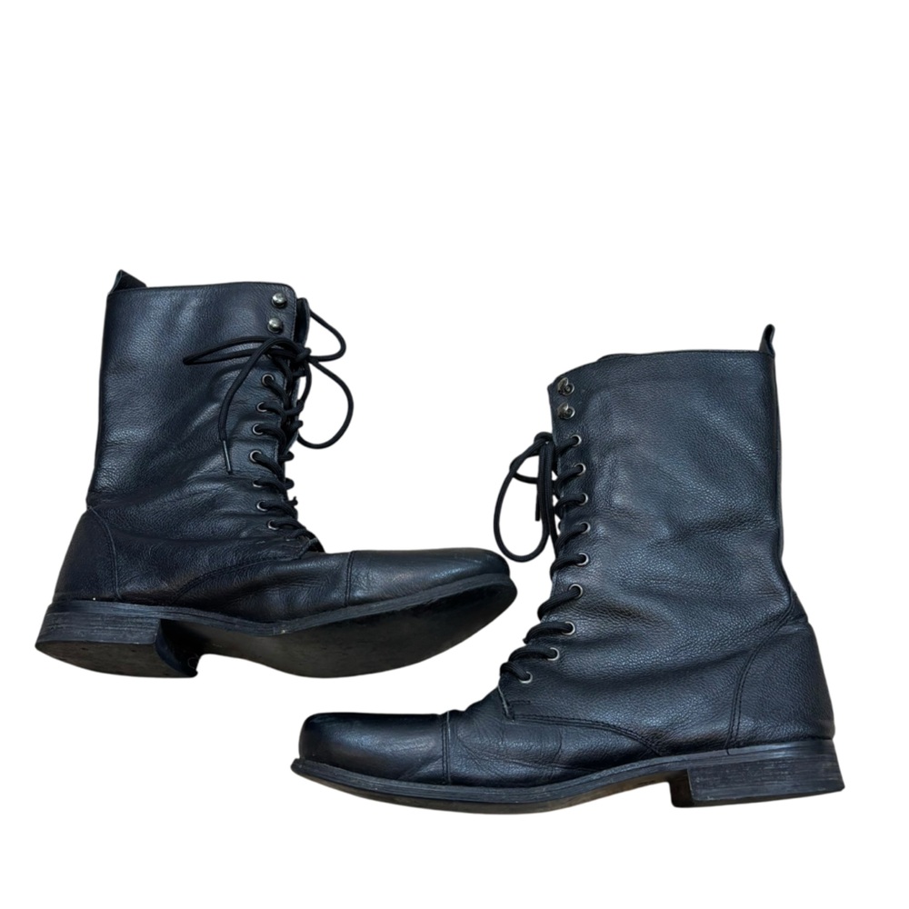Ladies Nasty Gal Black Faux Leather Combat Style Boots Size 8